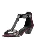 Sandalette bordeaux-bunt-schwarz