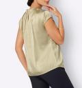 Satin-Bluse mit Falten sand