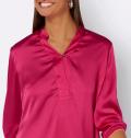 Satin-Bluse mitStehkragen pink