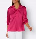 Satin-Bluse mitStehkragen pink