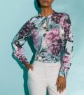 Satin-Druckbluse kalkmint-mauve