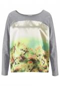 Satin-Druckshirt grau-bunt