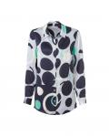 Satin-Hemdbluse marine-hellblau-bedruckt