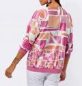 Satinbluse im Grafikdruck papaya-fuchsia