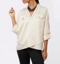 Satinbluse mit Glitzersteinchen champagner