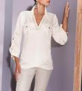 Satinbluse mit Glitzersteinchen champagner