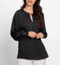Satinbluse mit Raffung schwarz