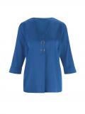 Satinbluse mit Zierring royalblau