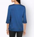Satinbluse mit Zierring royalblau