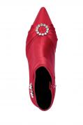 Satinstiefelette mit Strass rot