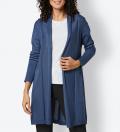 Seide-Kaschmir-Longstrickjacke jeansblau