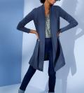 Seide-Kaschmir-Longstrickjacke jeansblau