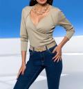 Seiden-Pullover mit Raffung sesam