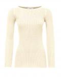 Seiden-Rippenstrickpullover creme