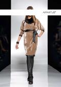 Seidensamtkleid taupe-schwarz
