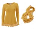 Set: Designer-Pullover und Schal gelb Gr. 44/46