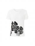 Shirt mit 3D-Pailletten-Blüten ecru