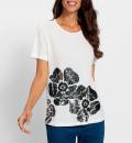 Shirt mit 3D-Pailletten-Blüten ecru