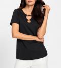 Shirt mit Cut-outs und Metall-Details schwarz