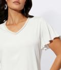 Shirt mit Flügelärmeln und Zierband ecru