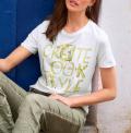 Shirt mit Folien-Schriftzug weiß-grün