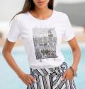 Shirt mit Glanz-Schriftzug weiß-schwarz