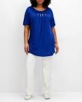 Shirt mit Kellerfalten und Ziersteinchen blau