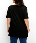 Shirt mit Kellerfalten und Ziersteinchen schwarz