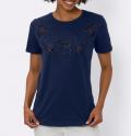 Shirt mit Lochmuster und Zierperlen marine
