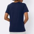 Shirt mit Lochmuster und Zierperlen marine