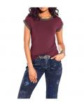 Shirt mit Perlen aubergine