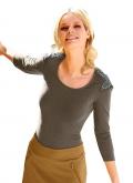 Shirt mit Perlen khaki
