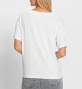 Shirt mit Print und Ziersteinchen weiß