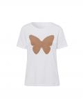 Shirt mit Schmetterlings-Applikation ecru-camel