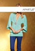 Shirt mit Strass-Brosche mint