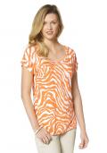 Shirt mit Strass orange-weiß