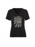 Shirt mit Ziersteinchen am Platzierter Druckbild schwarz