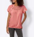 Shirt mitHäkelspitzen am Dekolleté flamingo