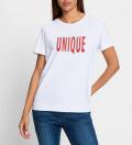 Shirt mitSchriftzug und Ziersteinchen weiß