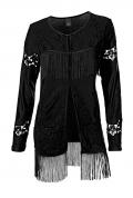 Shirtjacke mit Fransen schwarz