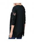 Shirtjacke mit Fransen schwarz