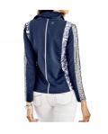 Shirtjacke mit Pailletten blau-weiß