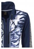 Shirtjacke mit Pailletten blau-weiß