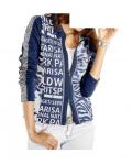 Shirtjacke mit Pailletten blau-weiß