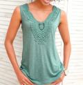 Shirttop mit Spitzenbesatz jade