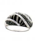 Silber-Ring mit Swarovski schwarz-silber