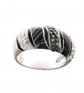 Silber-Ring mit Swarovski schwarz-silber