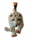 Silberanhänger-Leopard mit Swarovski bunt