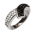 Silberring mit Swarovski schwarz-weiß