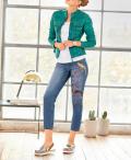 Slim-Fit-Jeans mit Stickerei blau